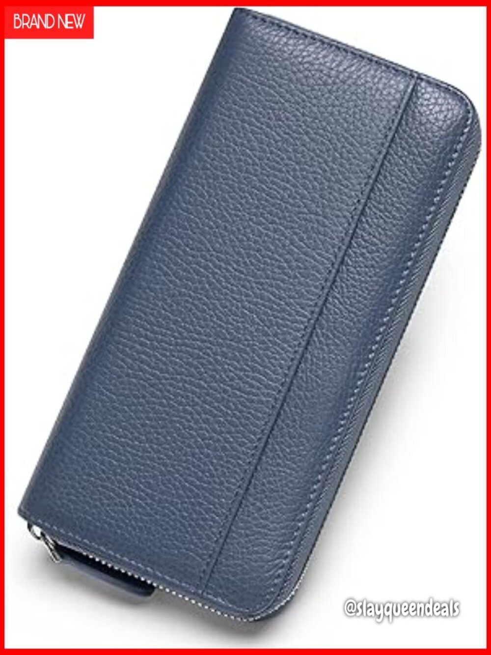 Large Capacity RFID Blocking Leather Wallet with Zipper Closure